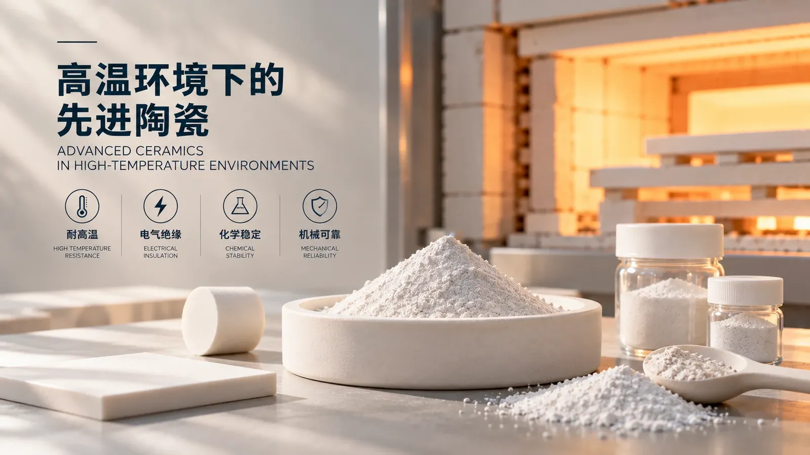 Advanced ceramics in high-temperature environments: high-temperature resistance, electrical insulation, chemical stability, and mechanical reliability.
